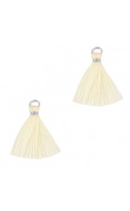Ibiza style Tassel 1.5cm Silver - almond oil white